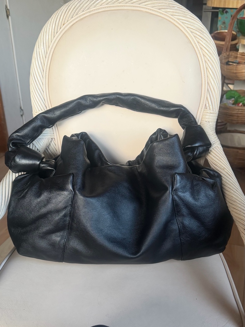 DOROTHEE SCHUMACHER Puffy Soft Calfskin Black Knotted Hobo! Large! New! - Picture 8 of 12